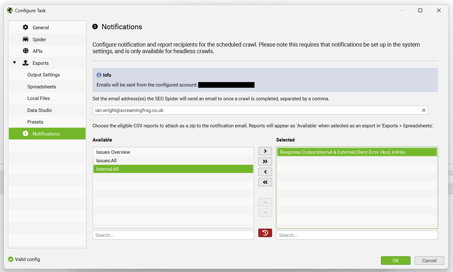 Email Notifications - Export Attachments