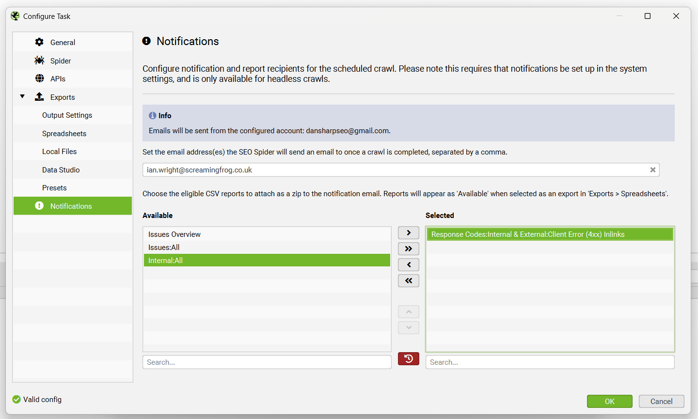 Email Notifications - Export Attachments