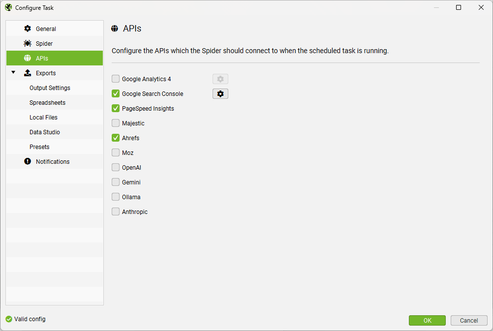 Scheduling API Access Menu