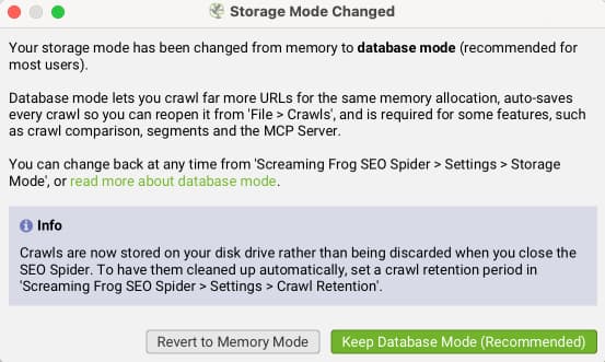 Storage Mode Changed Dialog